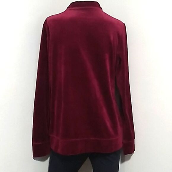 Karen Scott Sport Bergandy Velvet Zip Up Jacket. Size Medium NWOT - Picture 6 of 7